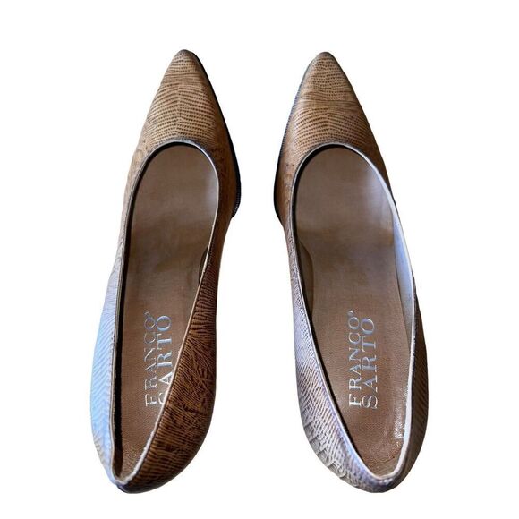 Franco Sarto Brown-Camel Leather Snake Streak Print Stiletto Heels Womens Sz 10 - Picture 5 of 10